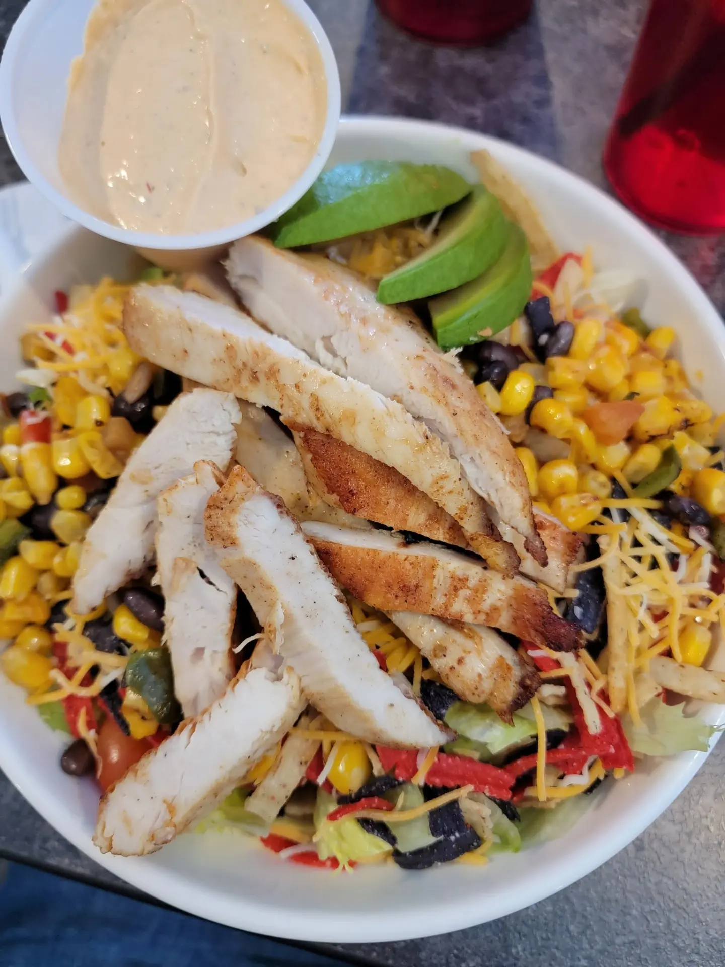 Fiesta Salad with grilled chicken served at Uncle Larry's Rustic Inn